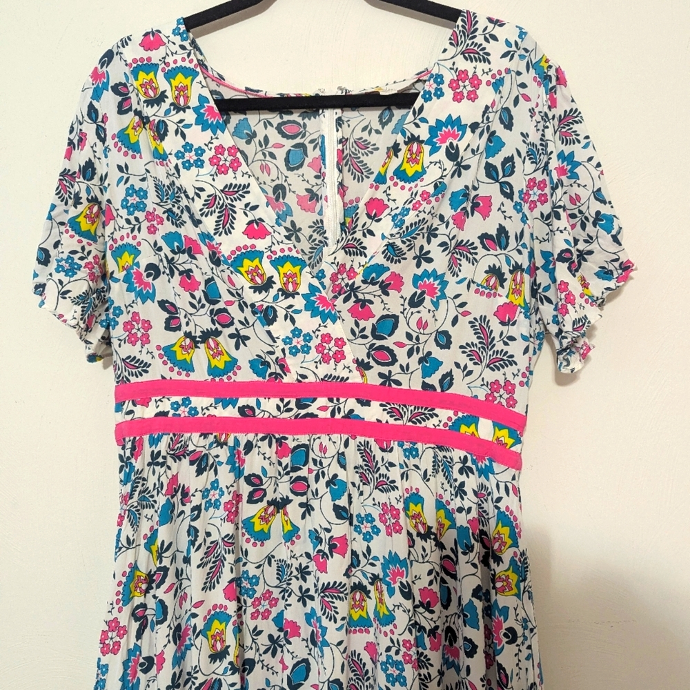 Boden Holly Hanky Hem Dress Size 10 L Long Floral Midi Garden